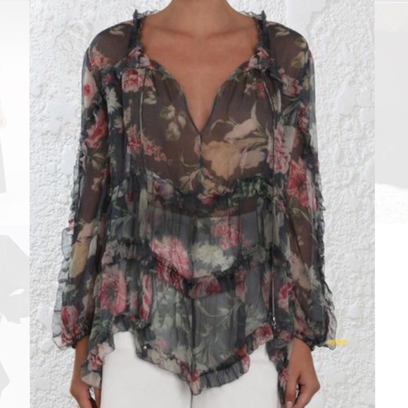 SOLD/ZIMMERMANN Iris floral-printed sheer-top - Picture 2 of 8